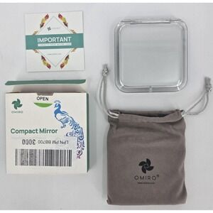 OMIRO Compact Mirror Dual Sided Folding Travel Makeup Velvet Pouch Included New